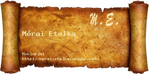 Mérai Etelka névjegykártya